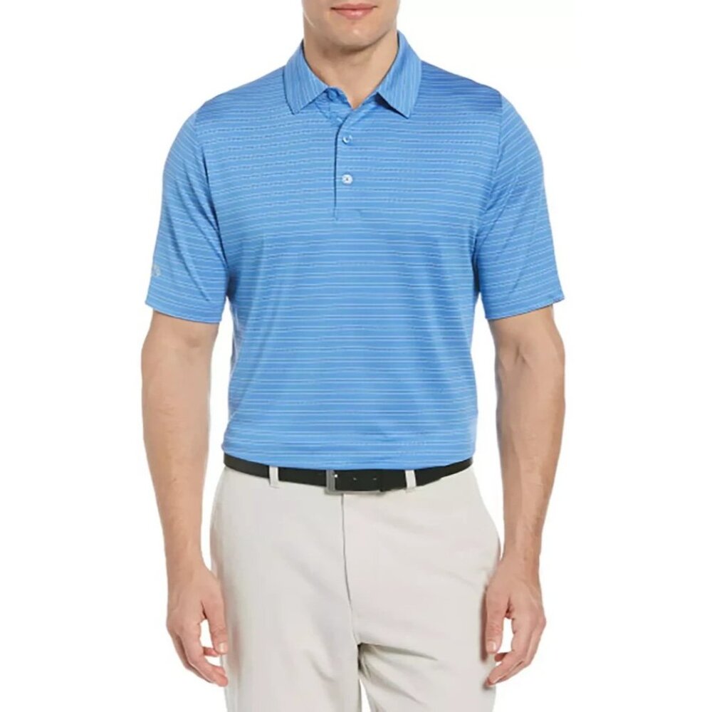 Callaway Mens Size XXXL Marina Blue Core Ventilated Stripe Golf Polo Shirt NEW